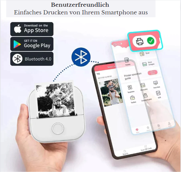 Portable Wireless Mini Photo Printer with Free Paper
