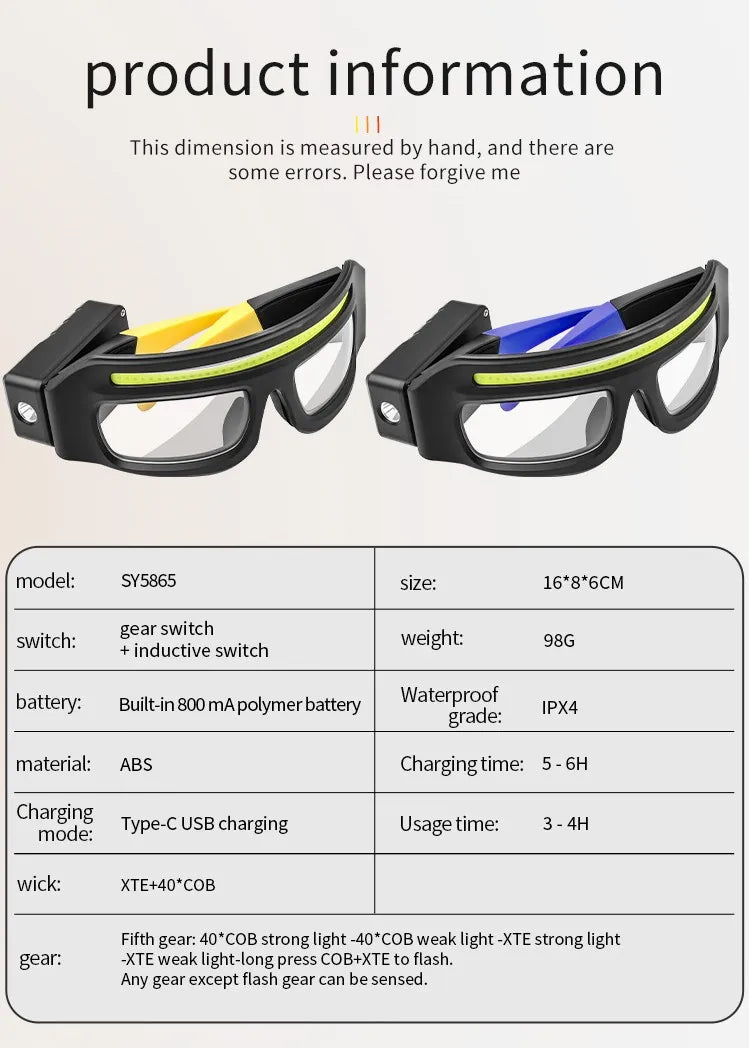 LumaGuard™ - Rechargeable LED Safety Glasses for Outdoor & Work