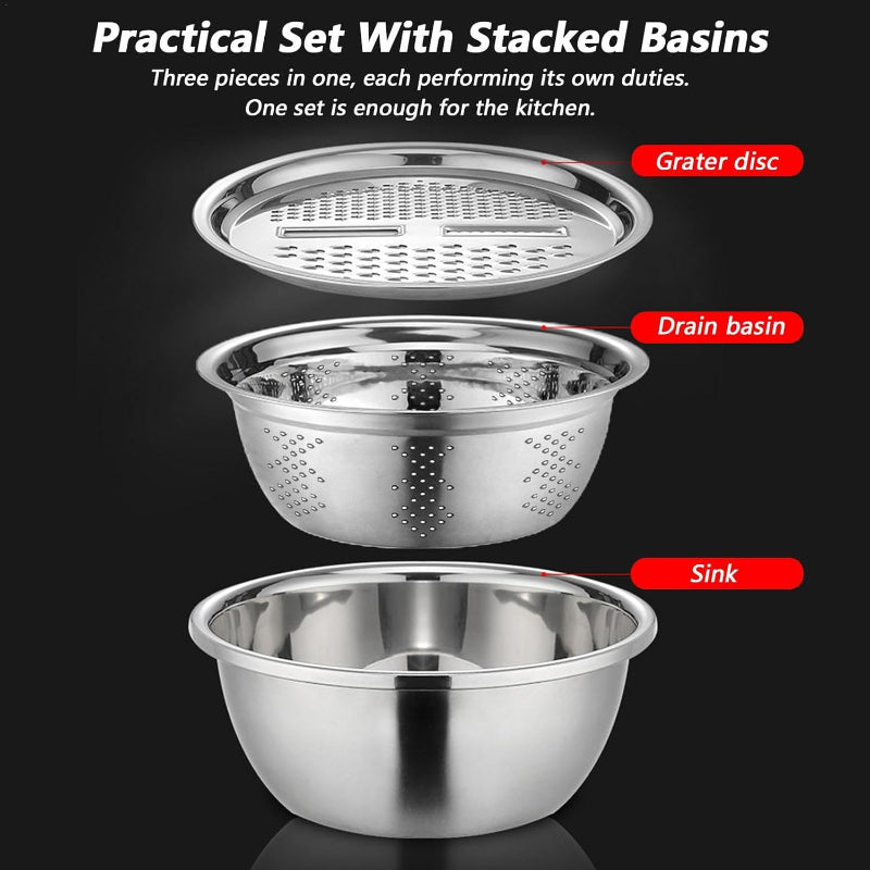 FlexiPrep™ - Multi-Function Kitchen Tool for Draining, Grating & Cutting