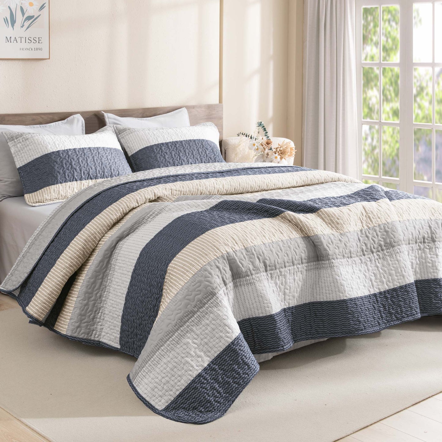 Striped Quilt Set with Cozy Cloudlike Comfort