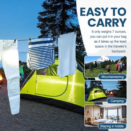 Portable Clothesline with Clips for Camping and Outdoor Use
