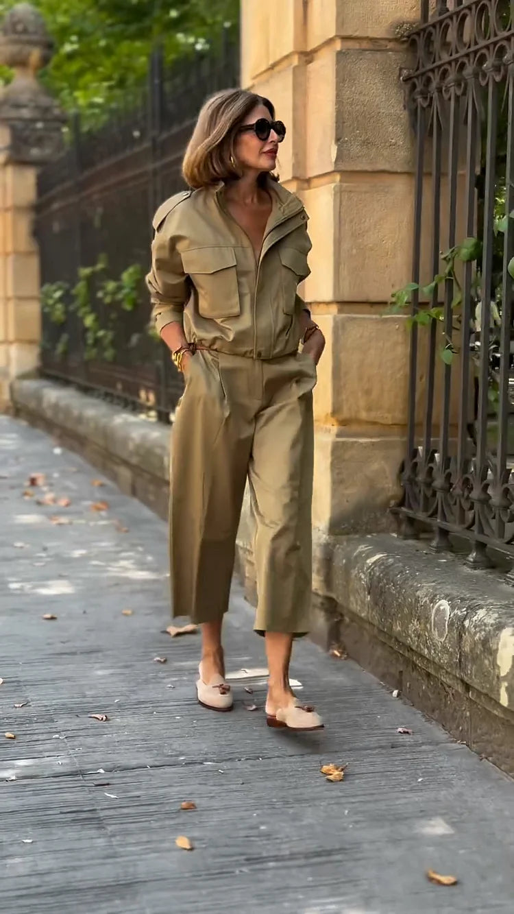 Casual Cargo Jacket with Strap and Pocket Details
