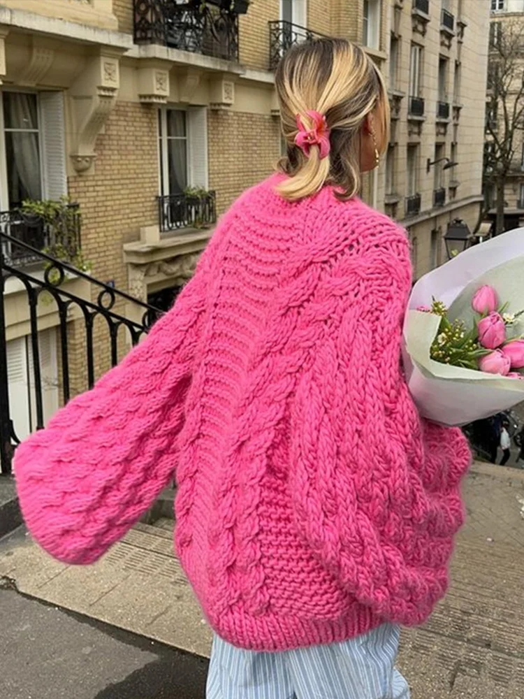 Chunky Oversized High Neck Knit Sweater