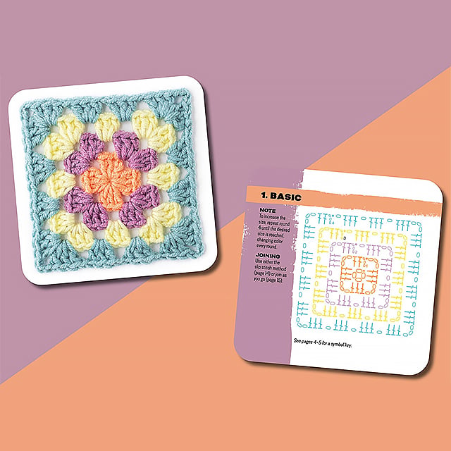 Colorful Granny Square Crochet Card Designs Set