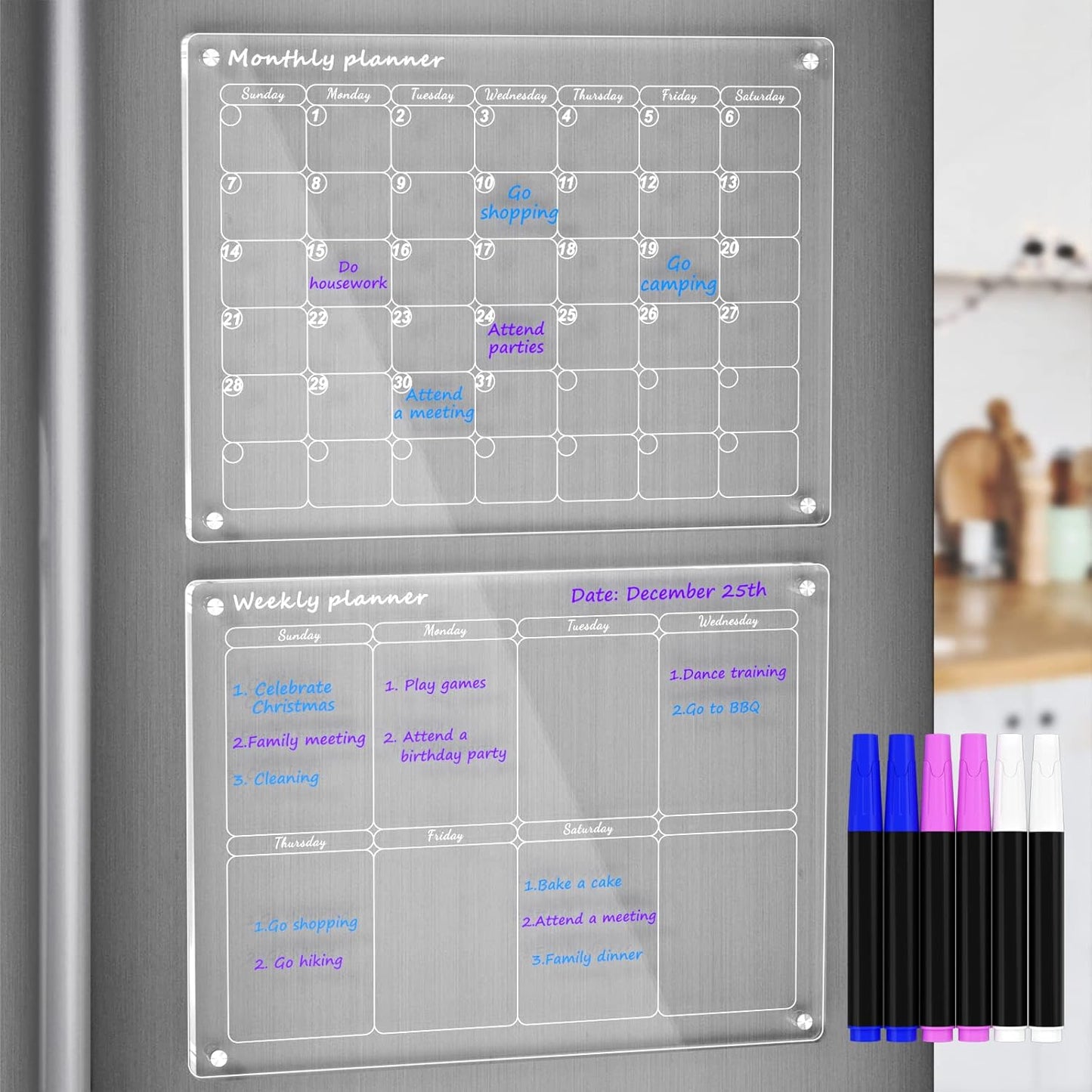 Planiva™ - Clear Acrylic Fridge Organizer & Weekly Meal Planner