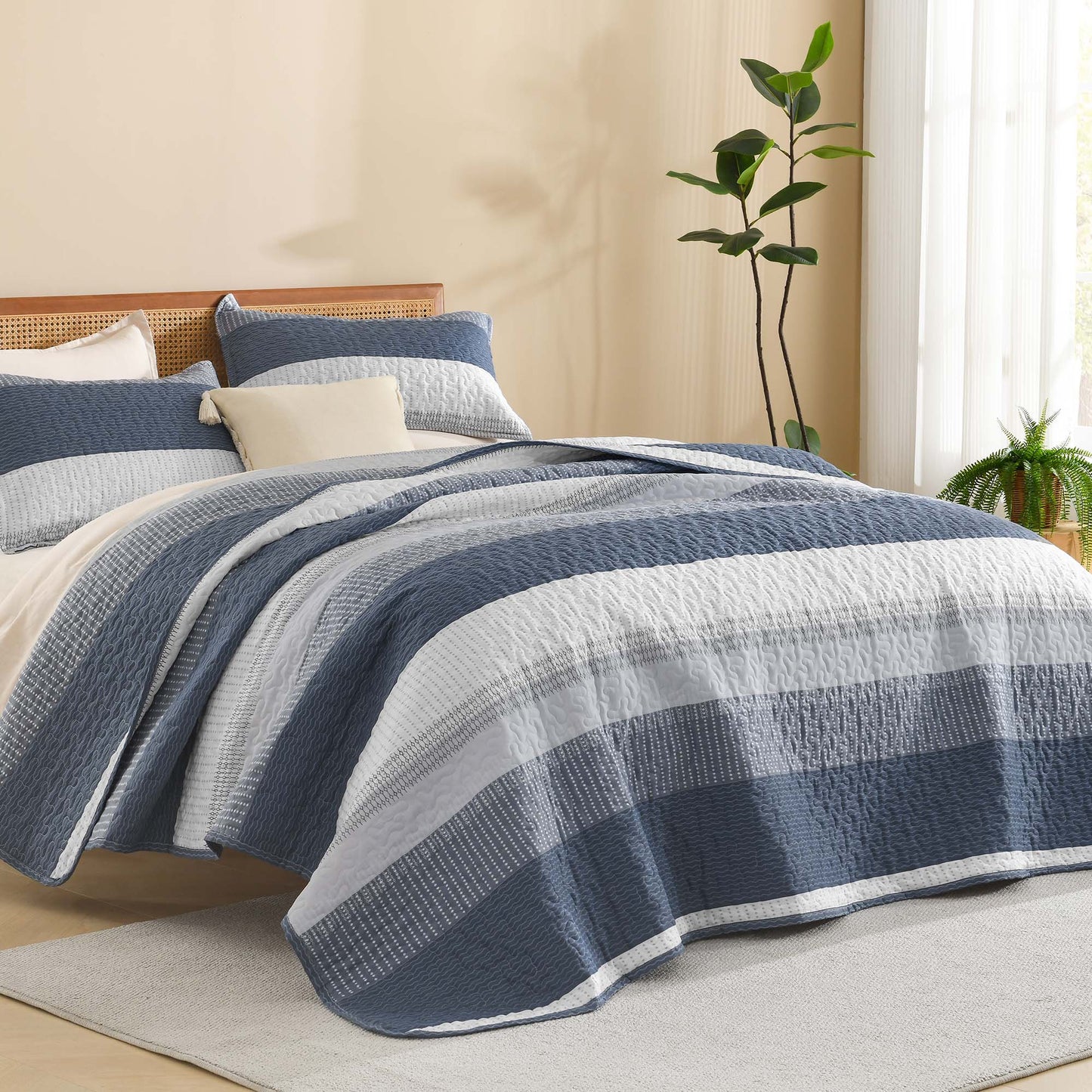 Striped Quilt Set with Cozy Cloudlike Comfort
