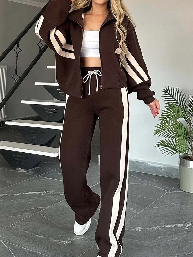 Cozy Casual 2-Piece Zip-Up Sweatshirt and Pants Set
