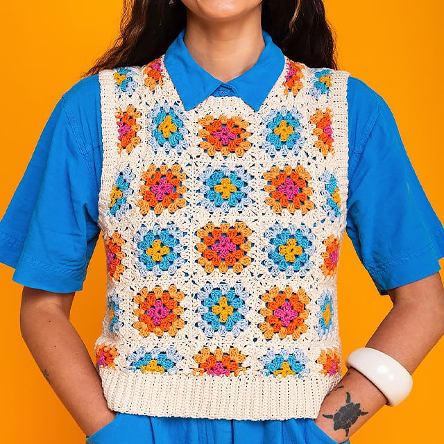 Colorful Granny Square Crochet Card Designs Set