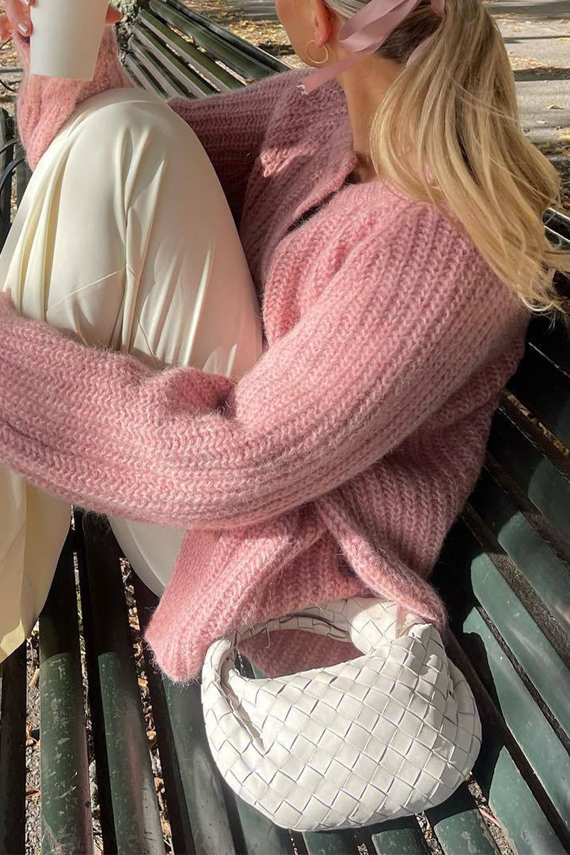 Casual Buttoned Knit O-Neck Sweater Outerwear