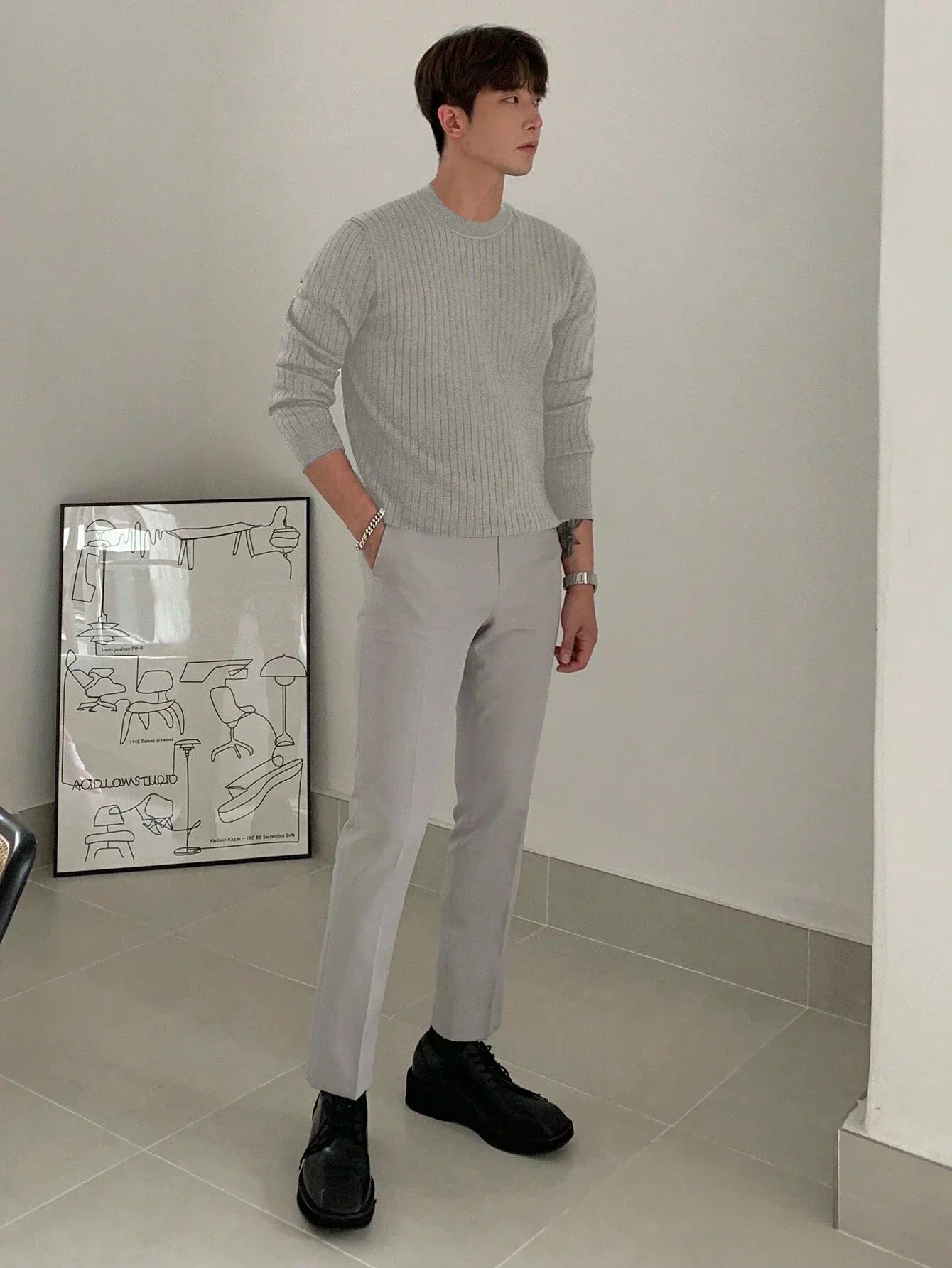 Cozy Knit Sweater for Men Soft Warm Casual Pullover