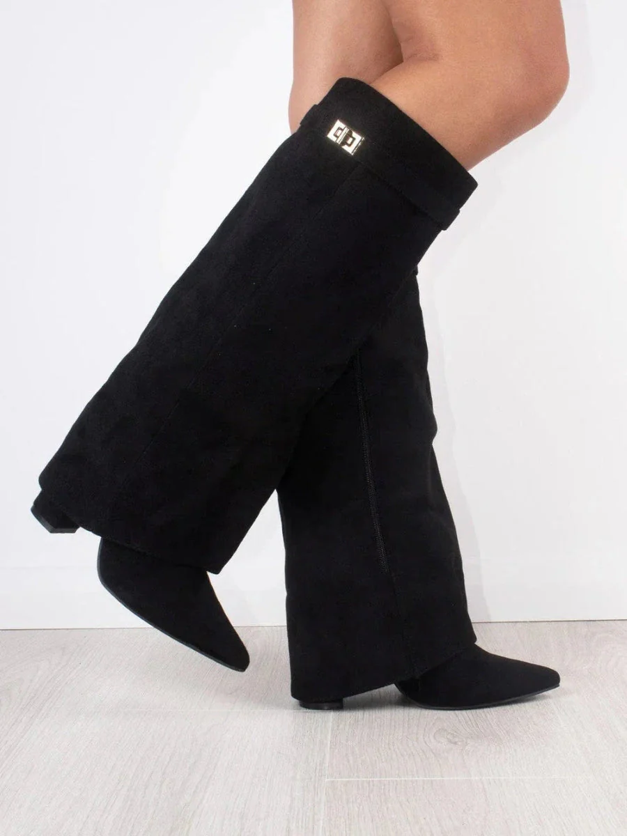 Chic Fold-Over Knee-High Boots for Women