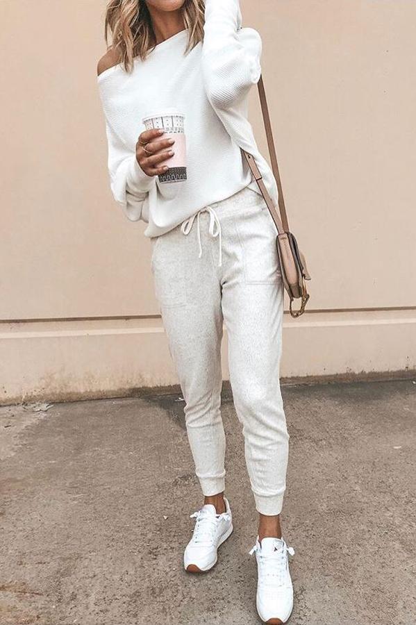 Ribbed Off Shoulder Shift Top