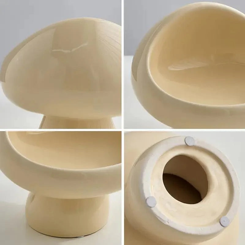 Minimalist Ceramic Mushroom Storage Box for Jewelry and Keys