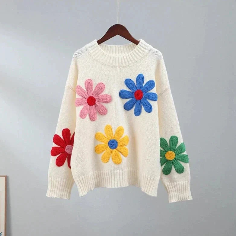 Elegant Floral Knit Sweater for Stylish Seasonal Layers