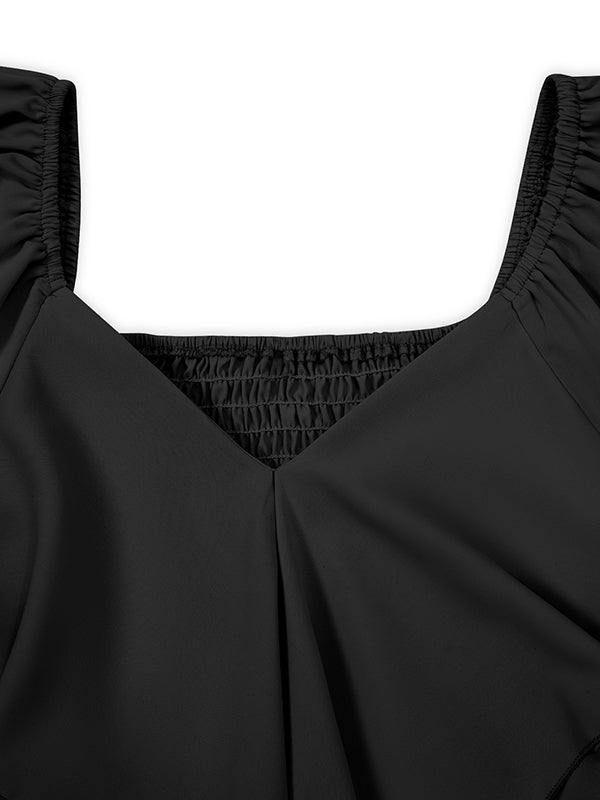 Flirty Ruffle Mini Dress with Tied Waist and Flared Sleeves