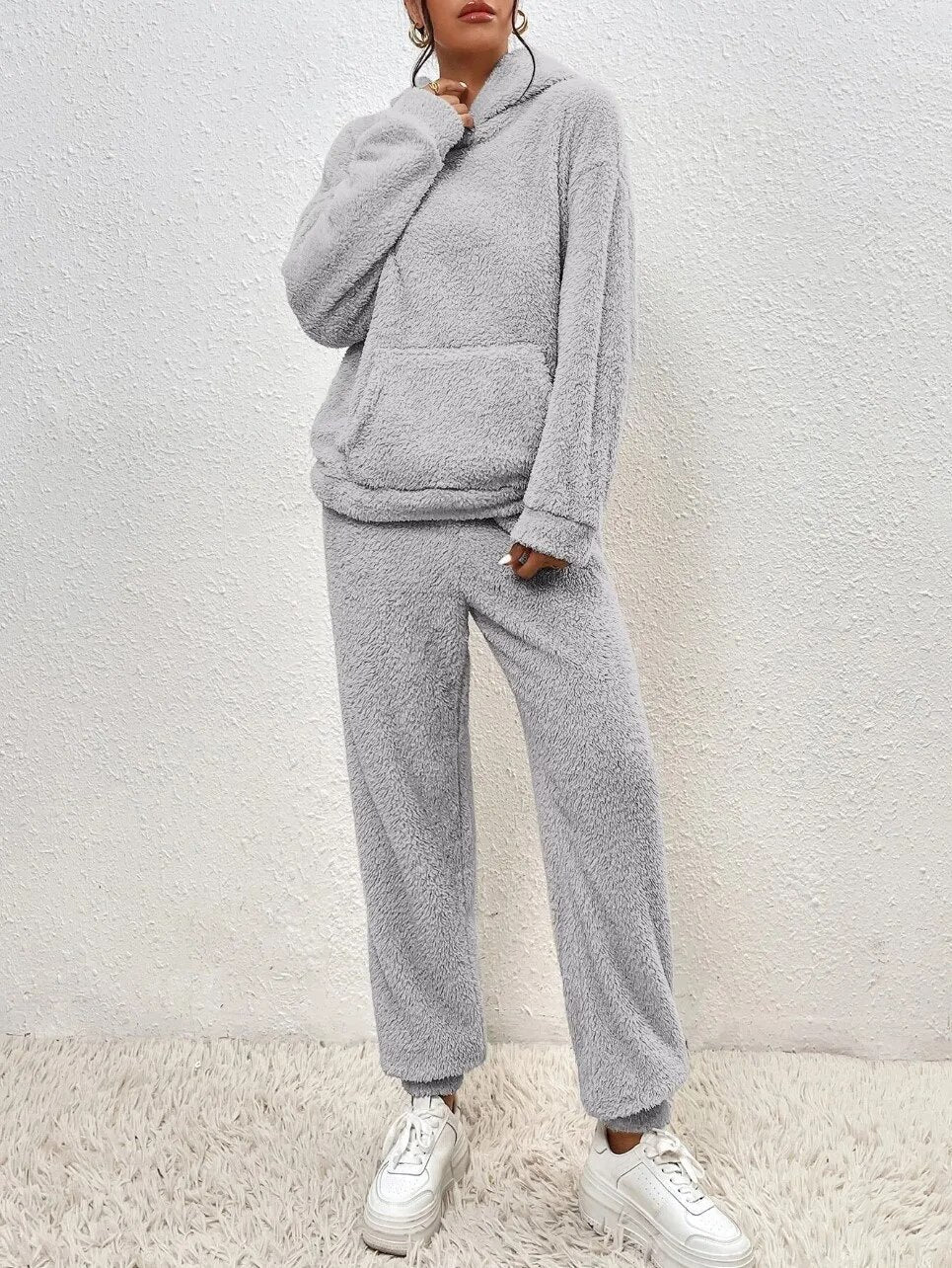 Cozy Teddy Two-Piece Loungewear Set for Women