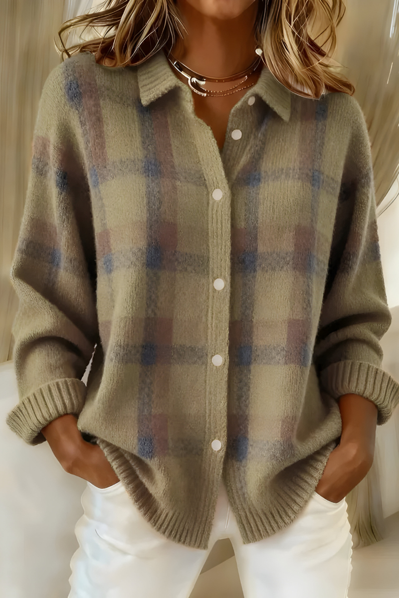 Soft Check Knit Cardigan
