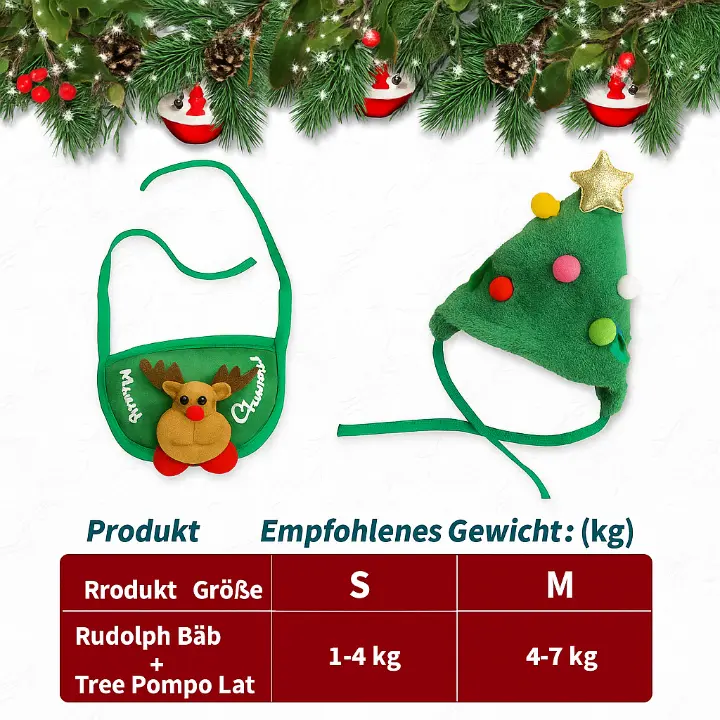 Festive Pet Costume Set with Reindeer Apron & Hat