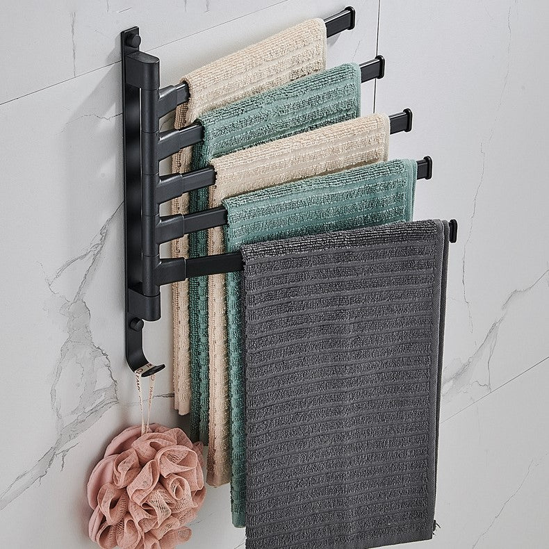 Modern Black Wall-Mounted 5-Arm Towel Rack