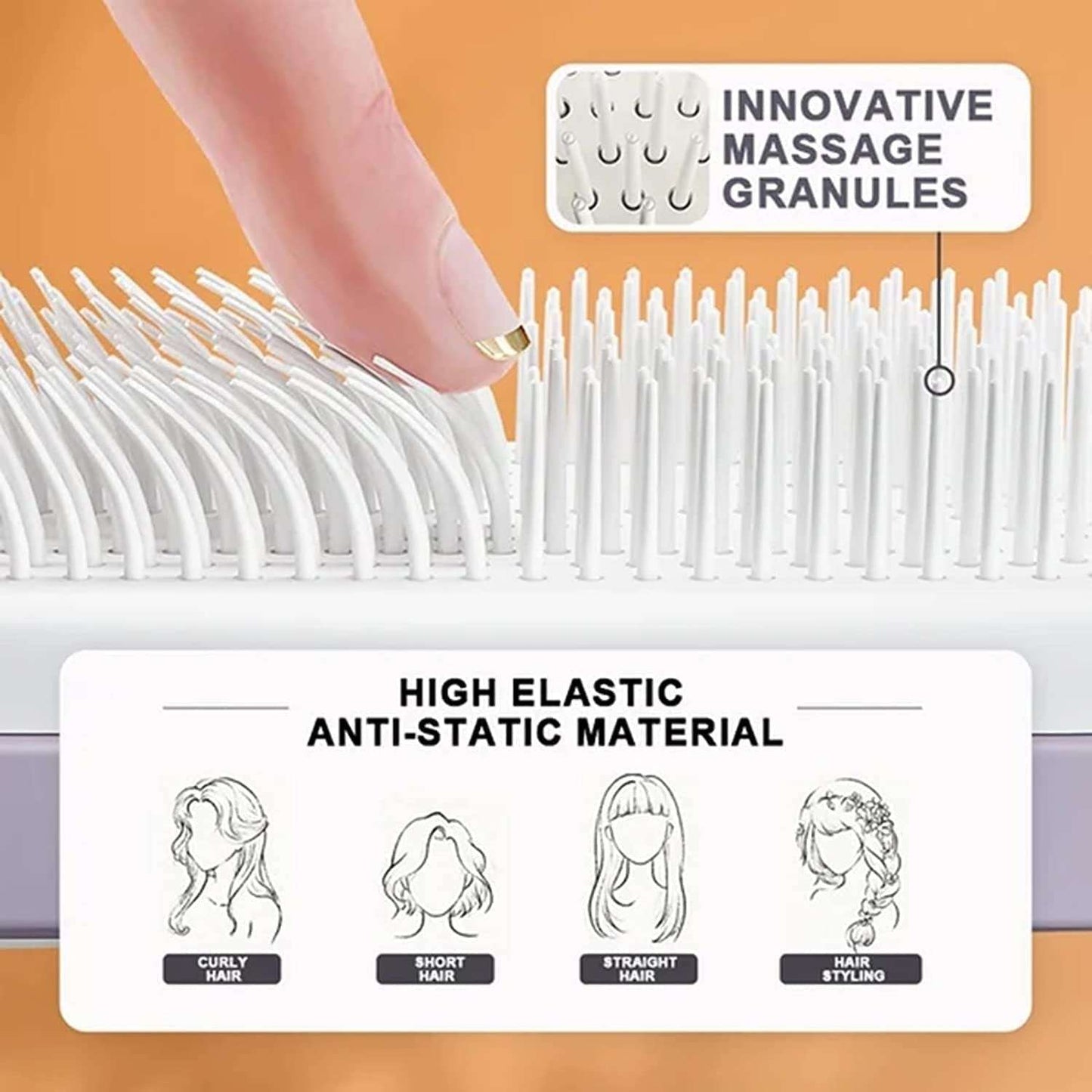 4-in-1 Self-Cleaning Anti-Static Hair Brush and Scalp Massager