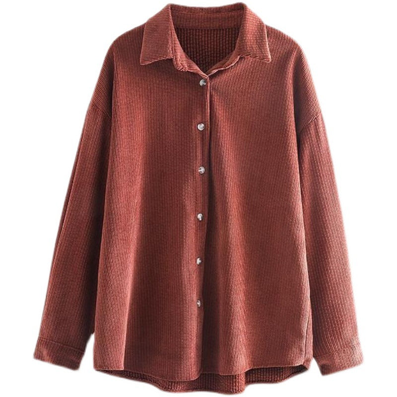 Cozy Corduroy Button-Up Shirt for Women