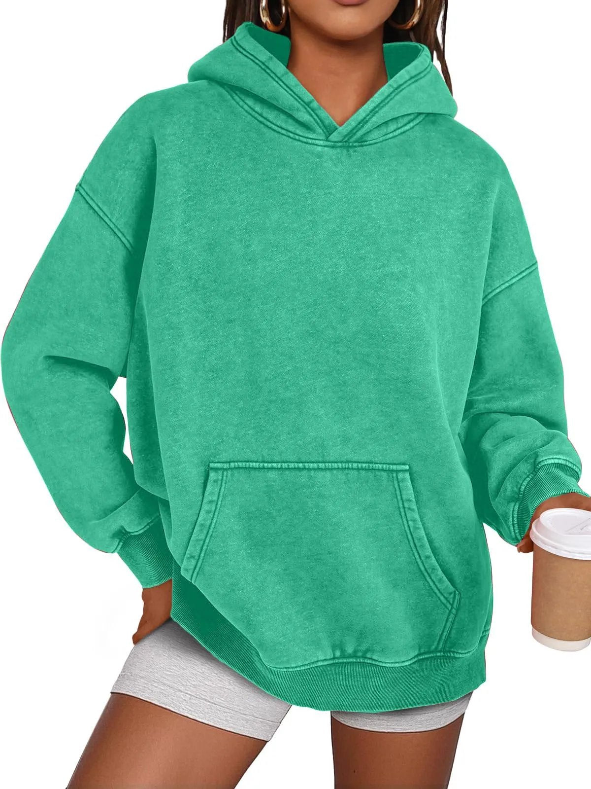 Oversized Acid Wash Hoodie Pullover