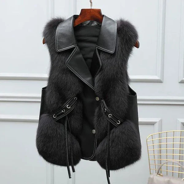 Chic Faux Fur Belted Vest