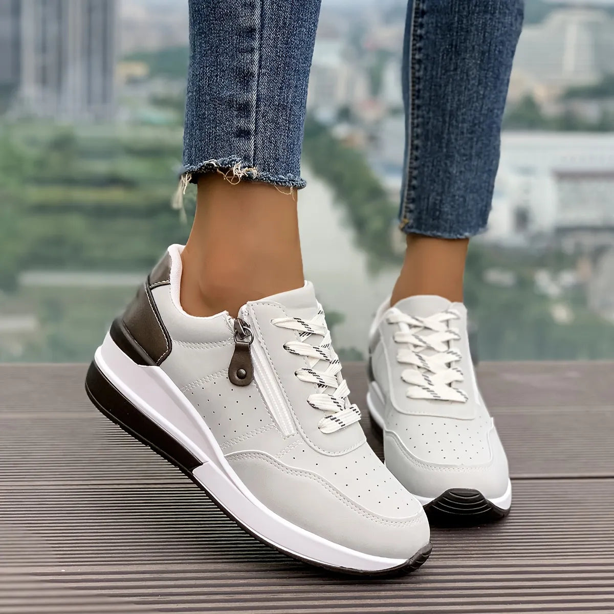 Comfortable Side-Zip Orthopaedic Trainers with Thick Sole