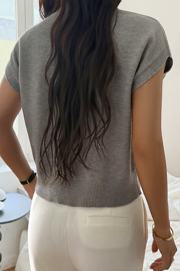 Loose Fit V-Neck Sleeveless Knit Vest