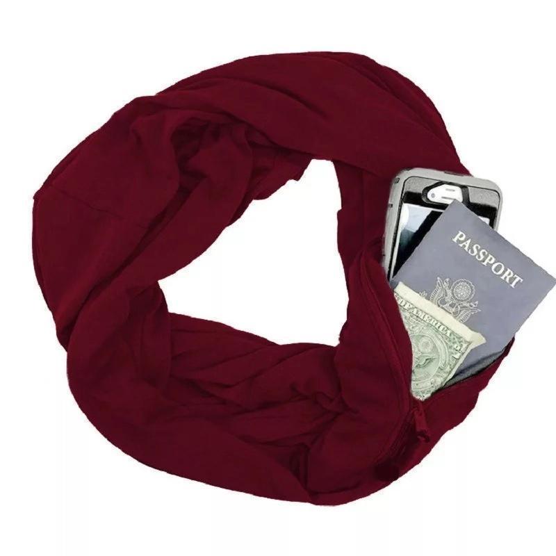 CozySafe™ - Hidden Pocket Scarf for Warmth & Security