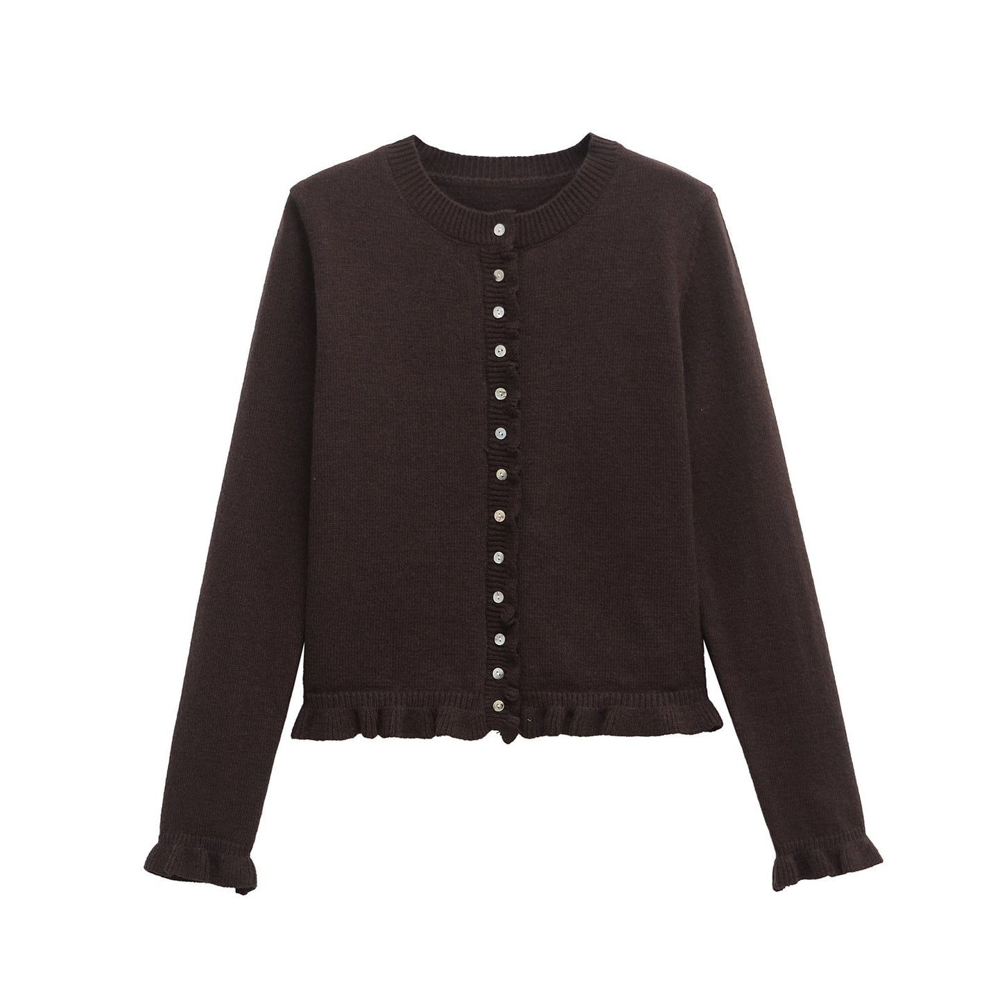 Ruffle Trim Button-Up Women's Cardigan Chic Layering Top
