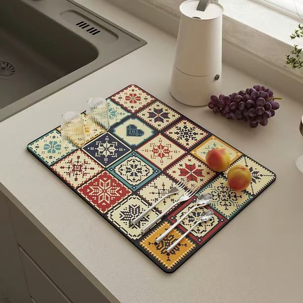 Quick Dry Water Draining Mat for Kitchen and Bathroom