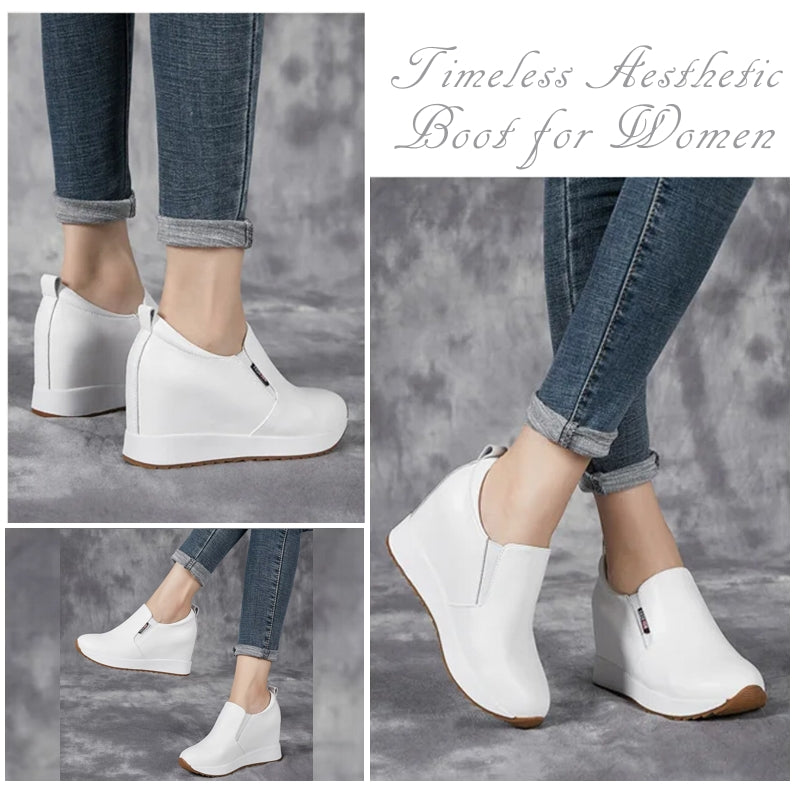 Chic Genuine Leather Ankle Boots with Block Heel