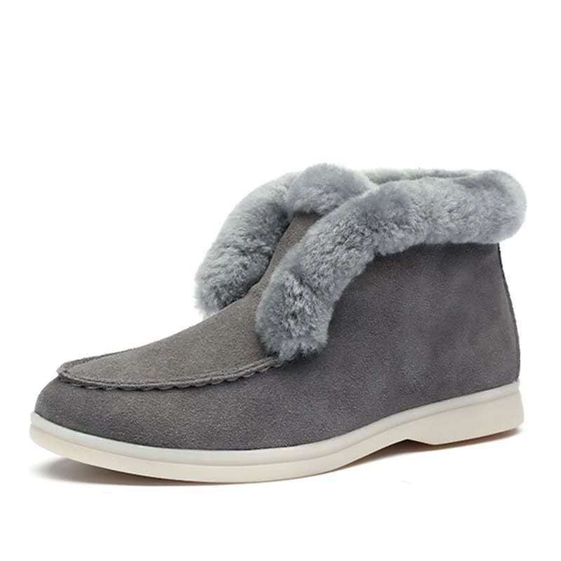 Cozy Suede Fur Lined Slip-On Ankle Boots