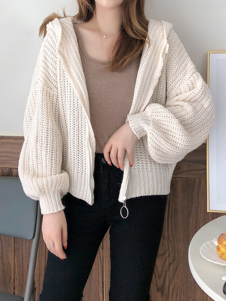 CozyNest™ - Hooded Zipper Knit Sweater for Women