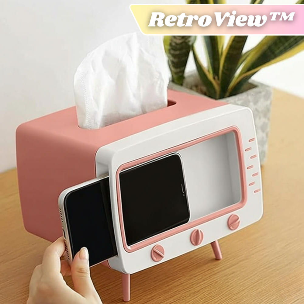 RetroView™ - 2-in-1 Tissue Box & Retro TV Phone Stand