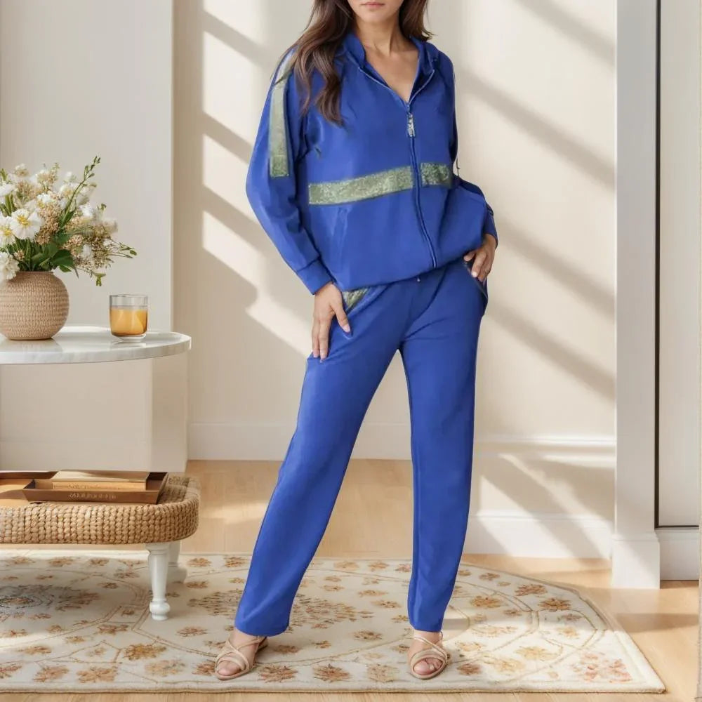 Soft Sweatshirt Set with Subtle Shine