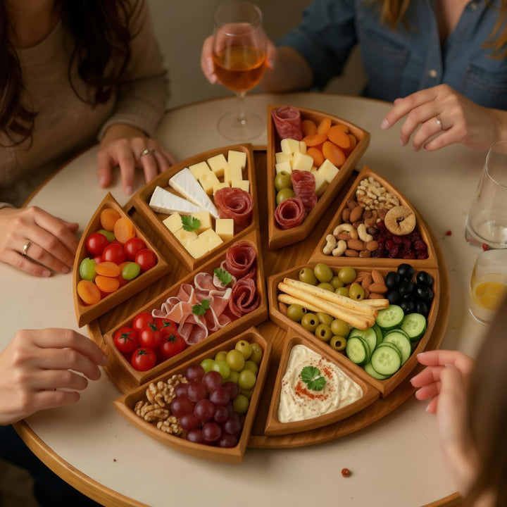 TimberEase™ - Modular Wooden Snack Serving Tray