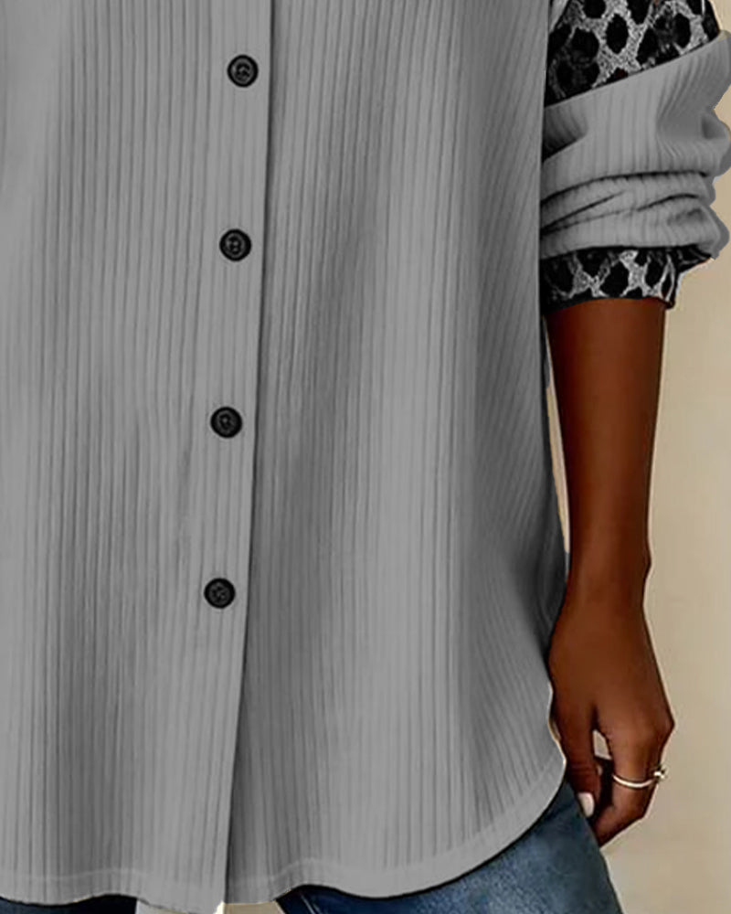 Casual Shirt with Animal Print Sleeves