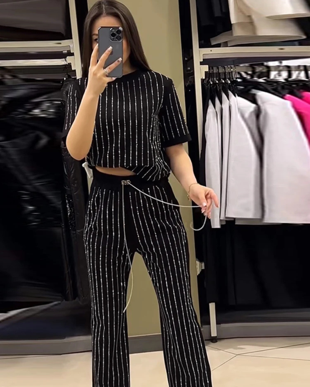 Chic Two-Piece Striped Set for Effortless Style