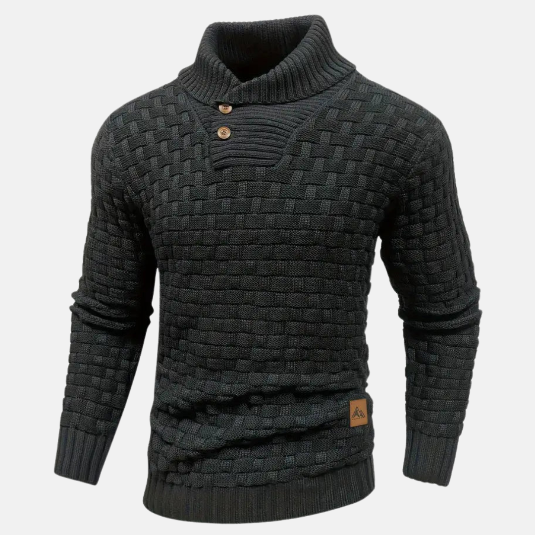 Mens Slim Fit Textured Knit Shawl Collar Sweater