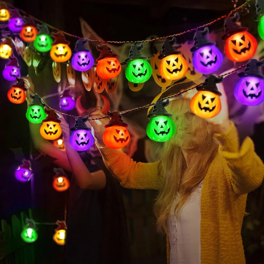 Halloween Pumpkin String Lights USB Battery Operated Indoor Outdoor Decor
