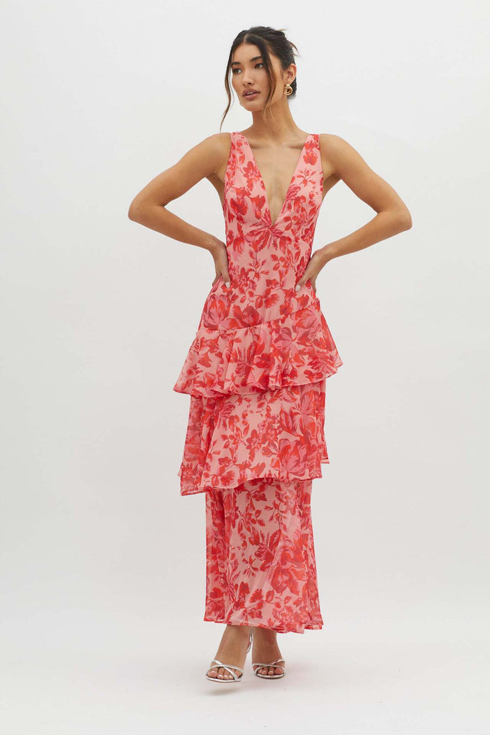 Strappy Floral Ruffle Maxi Dress for Effortless Summer Style