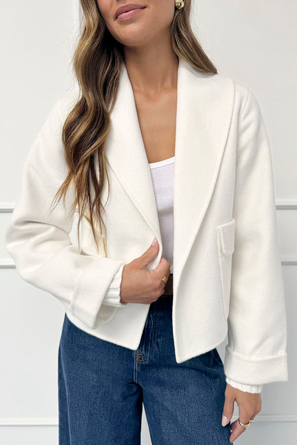 Cozy Shawl Collar Crop Coat with Pockets