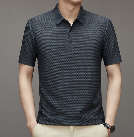 Lightweight Waffle Knit Polo Shirt