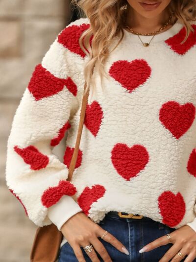 Cozy Heart Pattern Knit Sweater