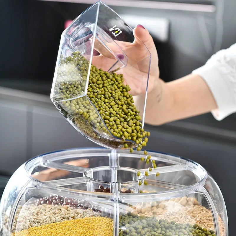 Rotatable Moisture-Resistant Grain Dispenser for Kitchen Storage