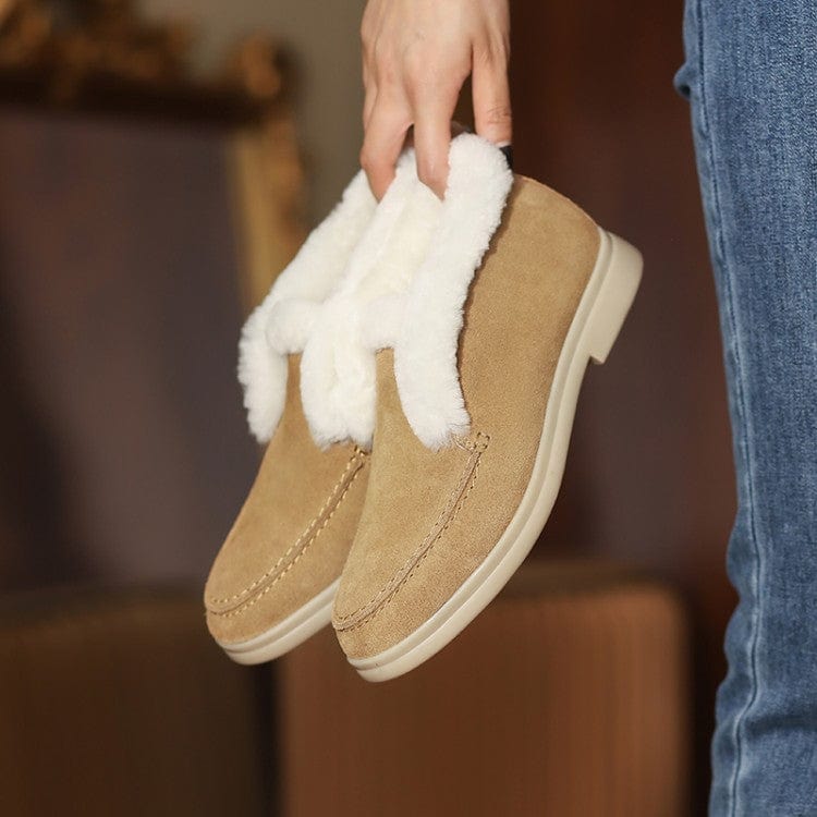 Cozy Suede Fur Lined Slip-On Ankle Boots