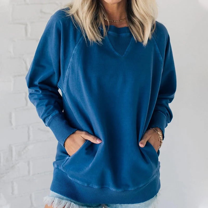 Ribbed Pocketed Pullover Sweater