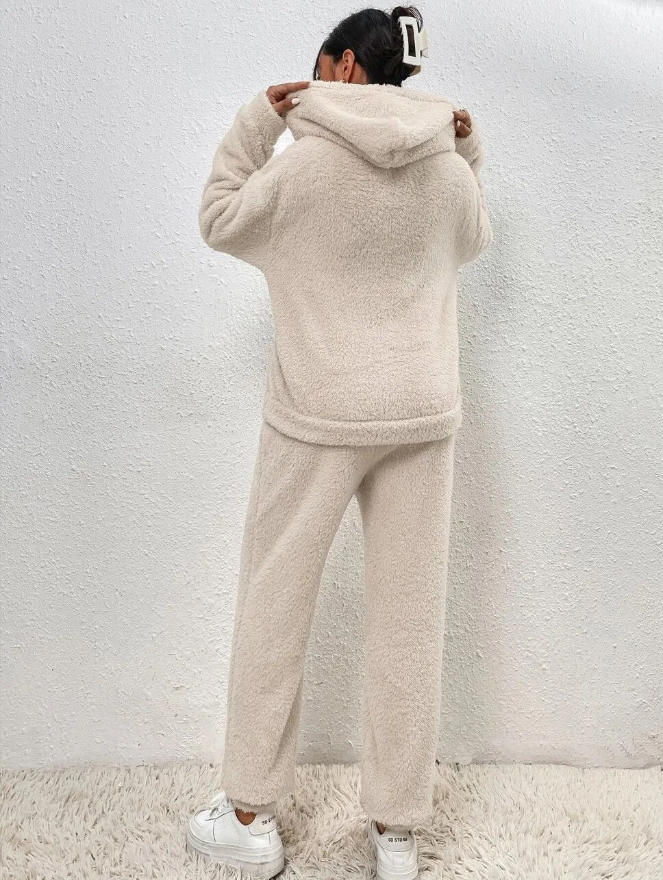 Cozy Teddy Two-Piece Loungewear Set for Women